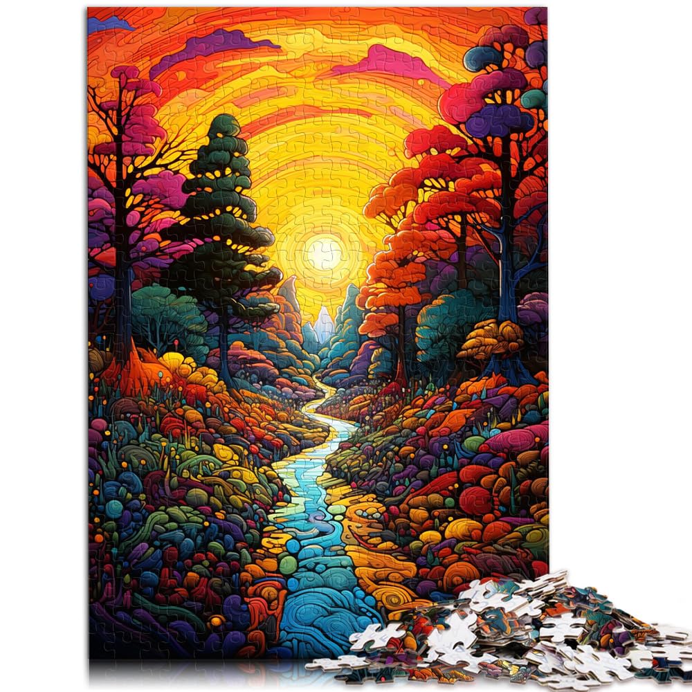 Puzzle für farbenfrohe, psychedelische, gelbe Backsteinstraße, Puzzle für Erwachsene, 1000 Teile, Holzpuzzle, Geschenke für Freunde und Familie, 1000 Teile (50 x 75 cm)