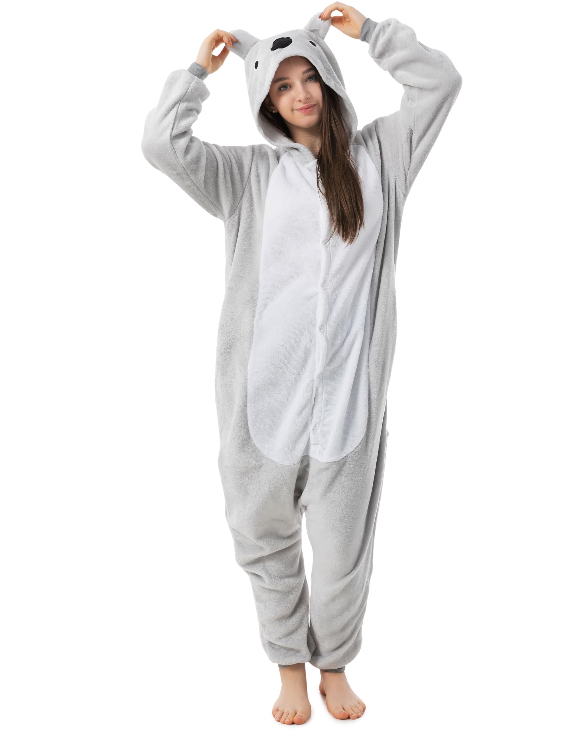 Katara 1744 - Koala Kostüm-Anzug Onesie/Jumpsuit Einteiler Body für Erwachsene Damen Herren als Pyjama oder Schlafanzug Unisex - viele Verschiedene Tiere