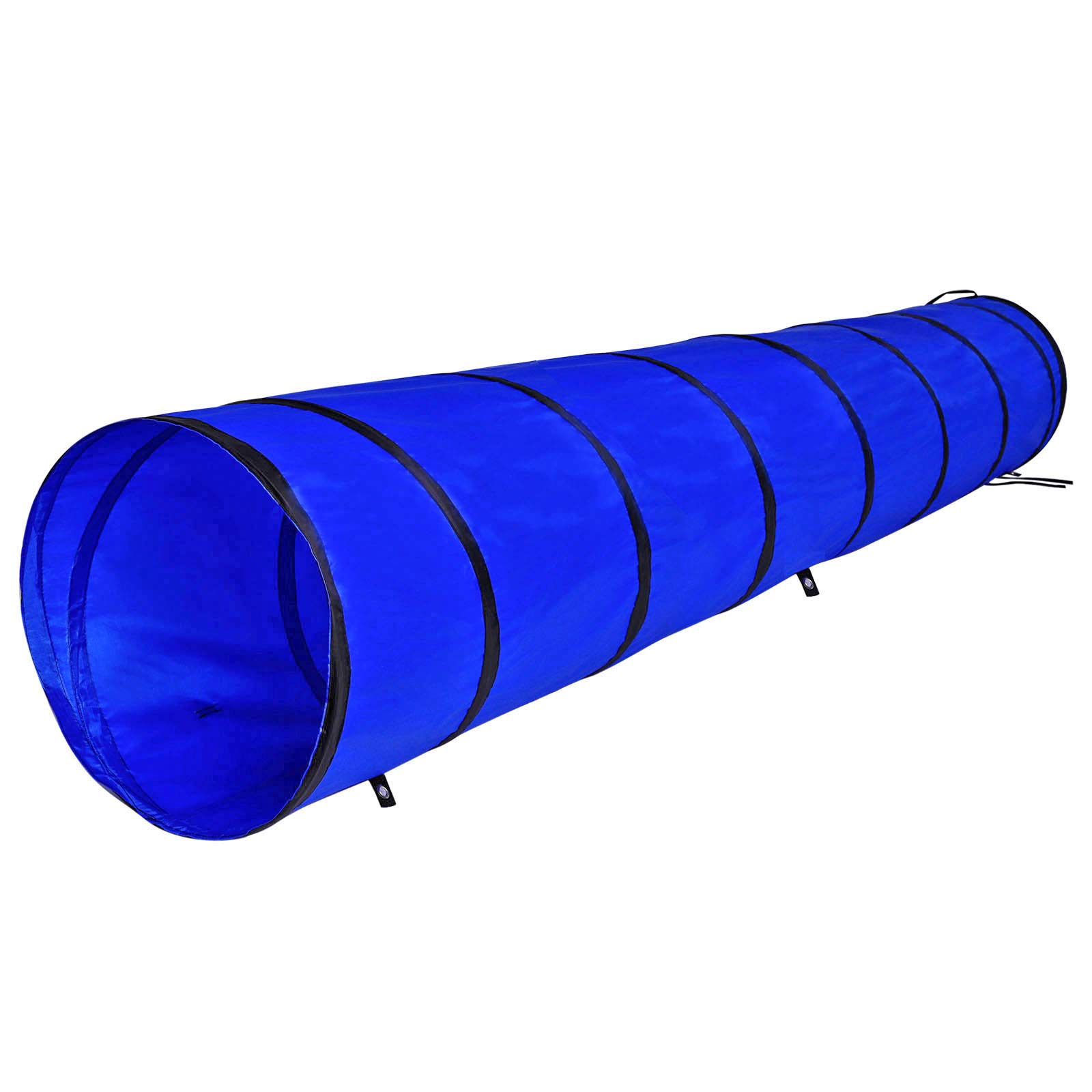 lionto Outdoor Tunnel robust für große & kleine Hunde, 300x50 cm, Faltbarer Spieltunnel für Kinder mit Heringen aus reißfestem Material, standhafter Agility Tunnel mit praktischer Tragetasche, blau