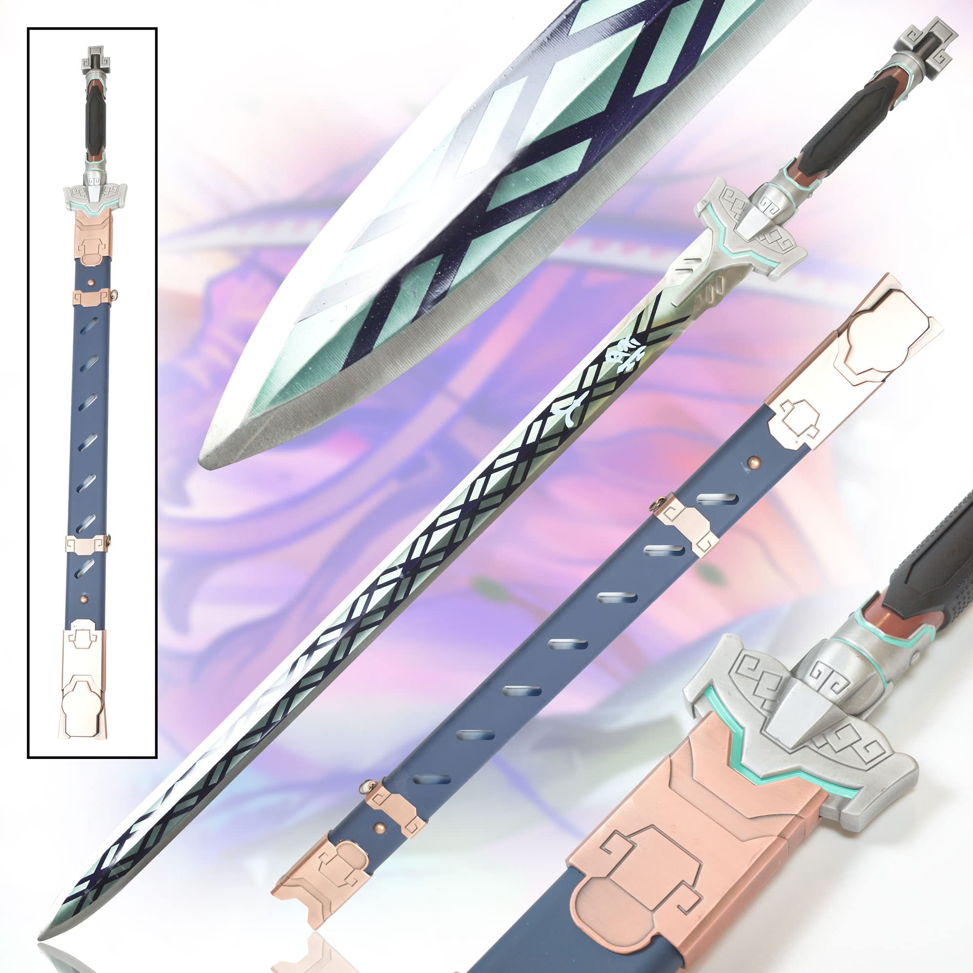 Swords and more Overwatch - Genji Baihu Schwert, Dragonblade Samurai Schwerter, Katana Schwert aus Stahl mit Scheide 104 cm, Japanisches Overwatch Schwert für Genji Kostüm & Gamer Geschenk