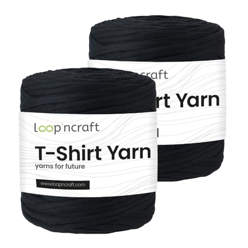 Textilgarn 2er-Set, Anthrazitgrau, Loopncraft, 2 X 750g, T-Shirt Yarn, Recyling Garn