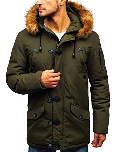 BOLF Herren Winterjacke Kapuze Wintermantel Parka Casual Style EXTREME 1888 Grün XXL [4D4]