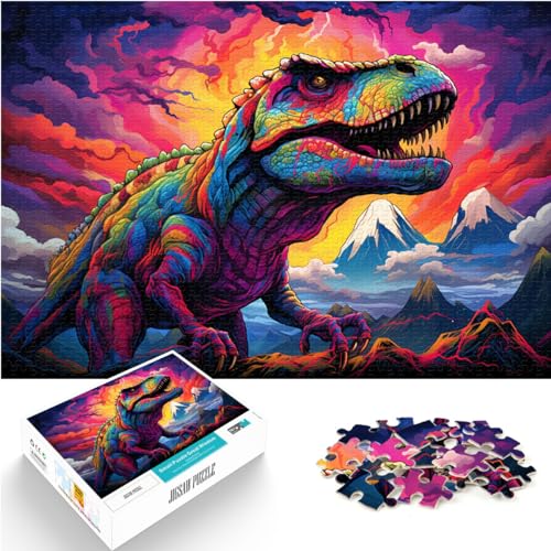 Puzzles für Tyrannosaurus Rex im Regenbogen-Weltraum. Puzzles für Erwachsene, 1000-teiliges Holzpuzzle, Familienunterhaltungsspielzeug, 1000 Teile (50 x 75 cm)