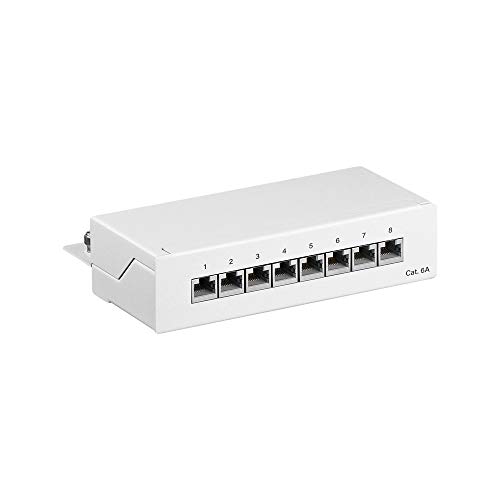 Cat 6a Patchpanel Mini/Büro, 8 Ports, Weiß