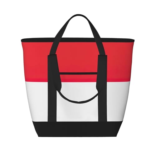 YQxwJL Isolierte Kühltasche mit indonesischer Flagge, großes Fassungsvermögen, Einkaufstasche, Reisetasche, Strand, wiederverwendbare Einkaufstasche für Erwachsene, Schwarz, Einheitsgröße