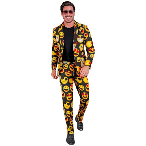 WIDMANN MILANO PARTY FASHION - Kostüm Party Fashion Anzug Emoji, Jackett und Hose, Smiley, Showmen, Mottoparty