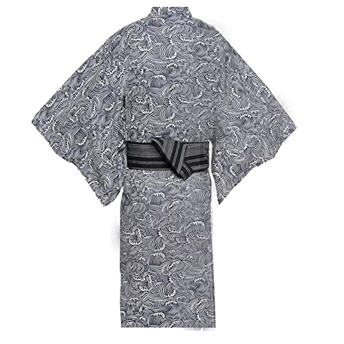 Fancy Pumpkin Yukata Kimono von Jinbei für Herren: Japanische Robe-Pyjamas (A3 / Größe M)