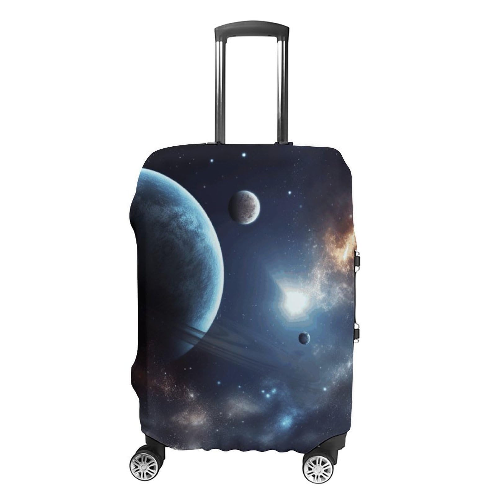 CSGJMYGS Reisegepäckabdeckung, elastisch, waschbar, modisch, kratzfest, Mond, Sterne und Planeten, Koffer-Schutz, passend für 45,7 - 81,3 cm Gepäck, Mond, Sterne und Planeten, L