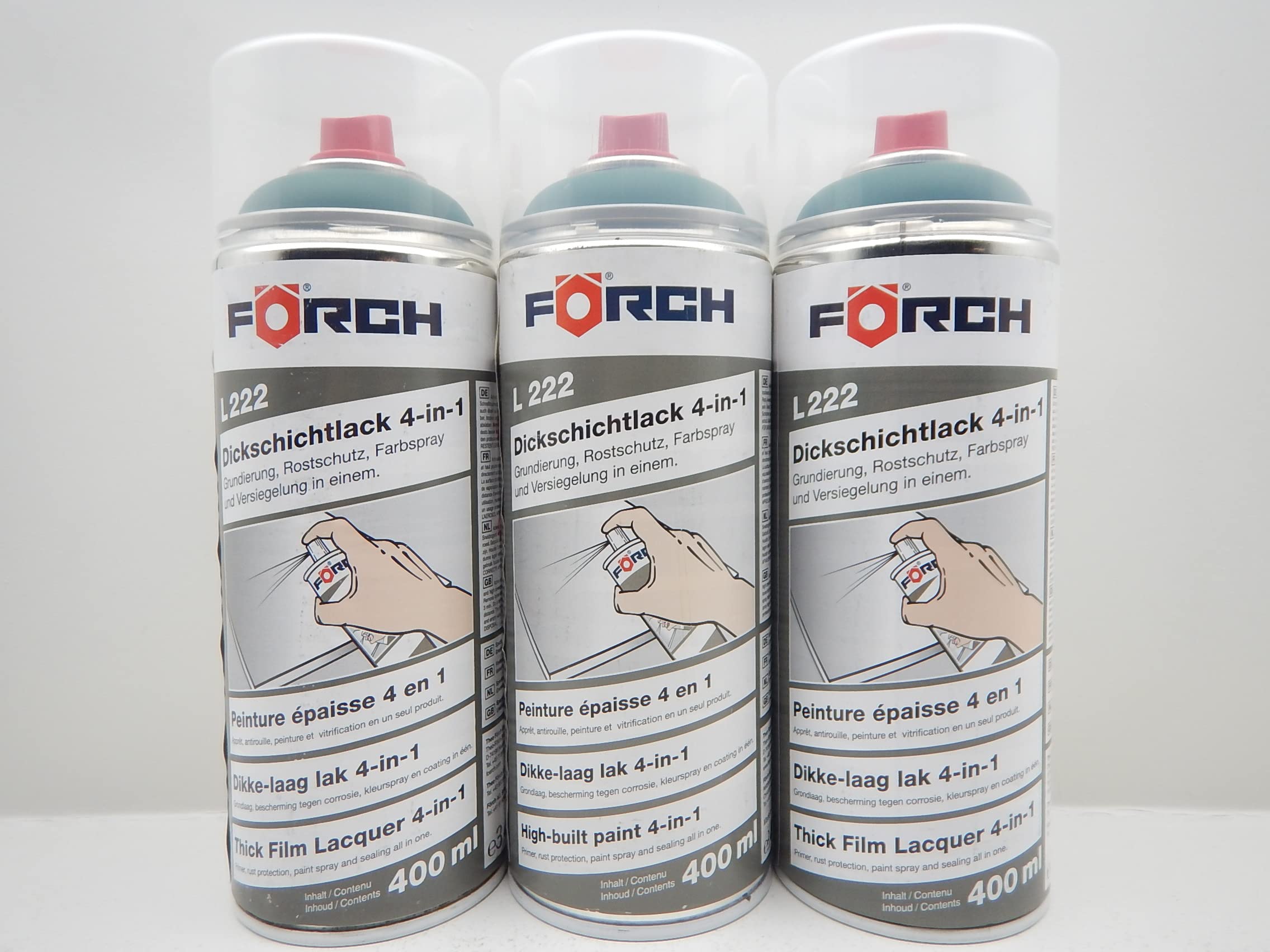 Förch 4 in 1 RAL 6005 MOOSGRÜN GRÜN DICKSCHICKTLACK LACK SPRAY SPRAYDOSE 400ML (3)