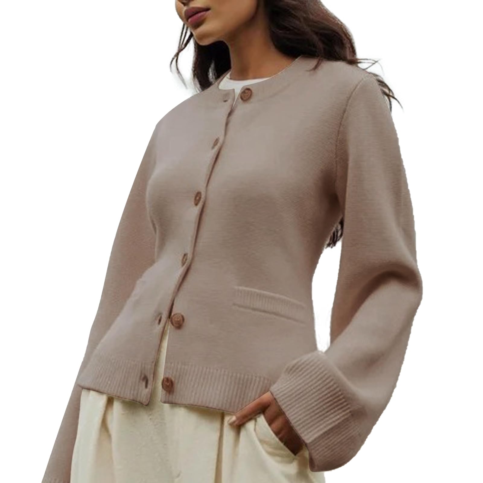 Bubei Damen Pullover Strickjacke | Kurze Strickjacke mit dünnen Glockenärmeln - Pullovermantel, langärmliger, Leichter Mantel, Strickjacken-Oberbekleidung für Frühling, Herbst für Damen