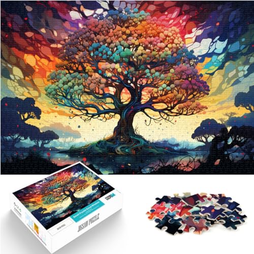 Puzzles Bunter Fantasiebaum 1000-teiliges Puzzlespiel Holzpuzzle Spaß für die ganze Familie durch Dekomprimieren Intellektuelles Lernspielzeug (50 x 75 cm)