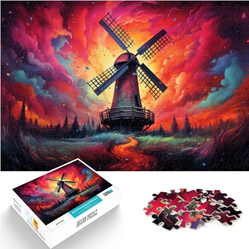 Puzzle für Holländische Windmühle, 1000-teiliges Puzzle, Lernspiele, jedes Teil ist einzigartig – anspruchsvolles, unterhaltsames Spiel für die ganze Familie, 1000 Teile (50 x 75 cm)