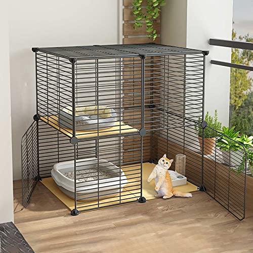 Katzenkäfig DIY Katzengehege Innen-Katzenhütte 1-2-3-stöckiger Katzenkäfig Großer Katzenkäfig Katzenkiste mit Katzentoilette - für Katzen, Hasen, Chinchillas - Katzenlaufstall Ideal für 1-3 Katzen