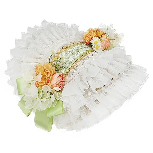 Anime Maid Hat Cosplay Party Hut Rüschen Spitze Stroh Sonnenhaube Mädchen Kostüm Haube Kappe Vintage Frauen Party Kopfbedeckung Cosplay Hut