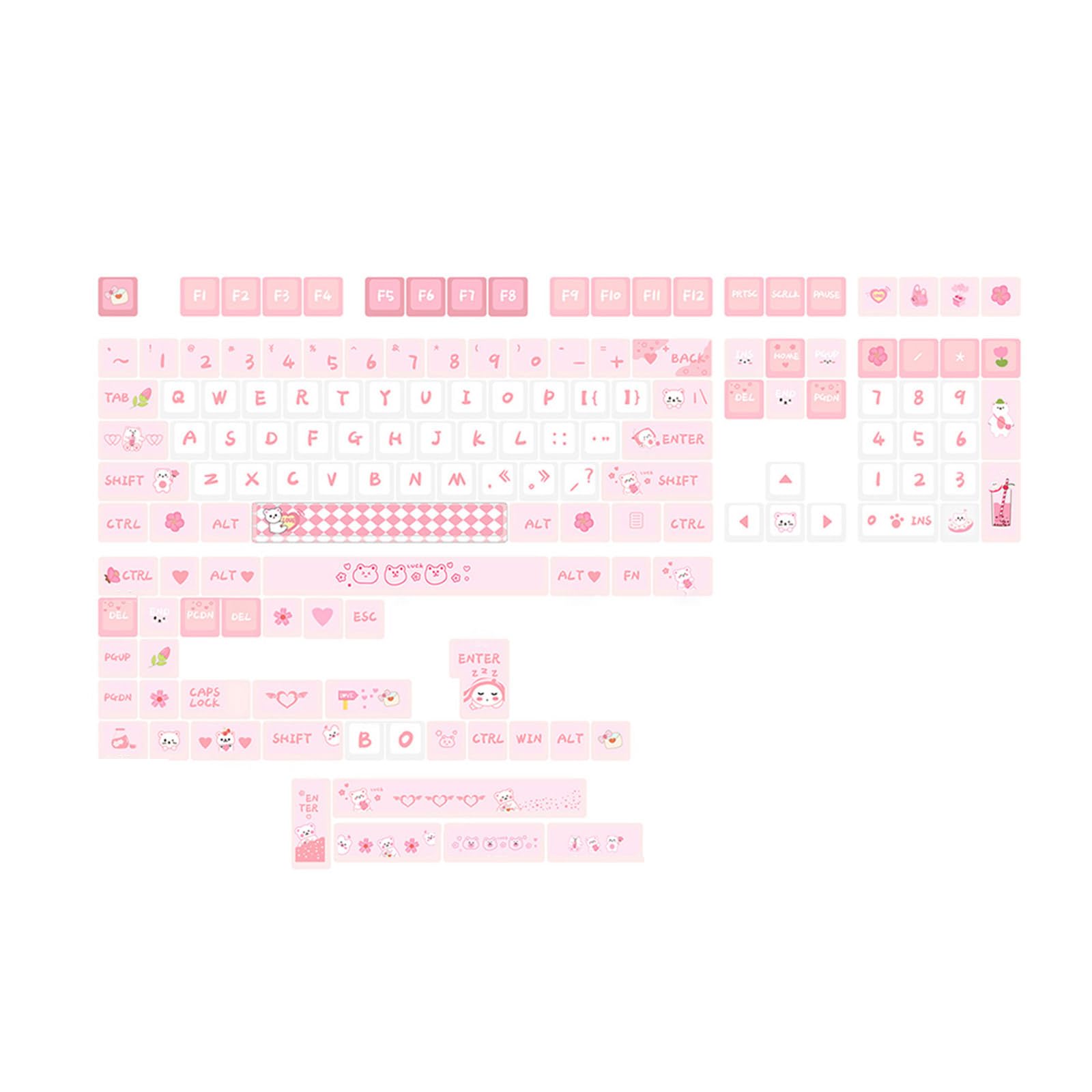 146 Stück Niedliche Cartoon Themen Tastenkappen ThermalSublimation Craft Für Die Meisten Mechanischen Tastaturen Für Mädchen Geschenk Dicke PBT Tastenkappen 146 Tasten Thema MAD Profil Tastenkappen