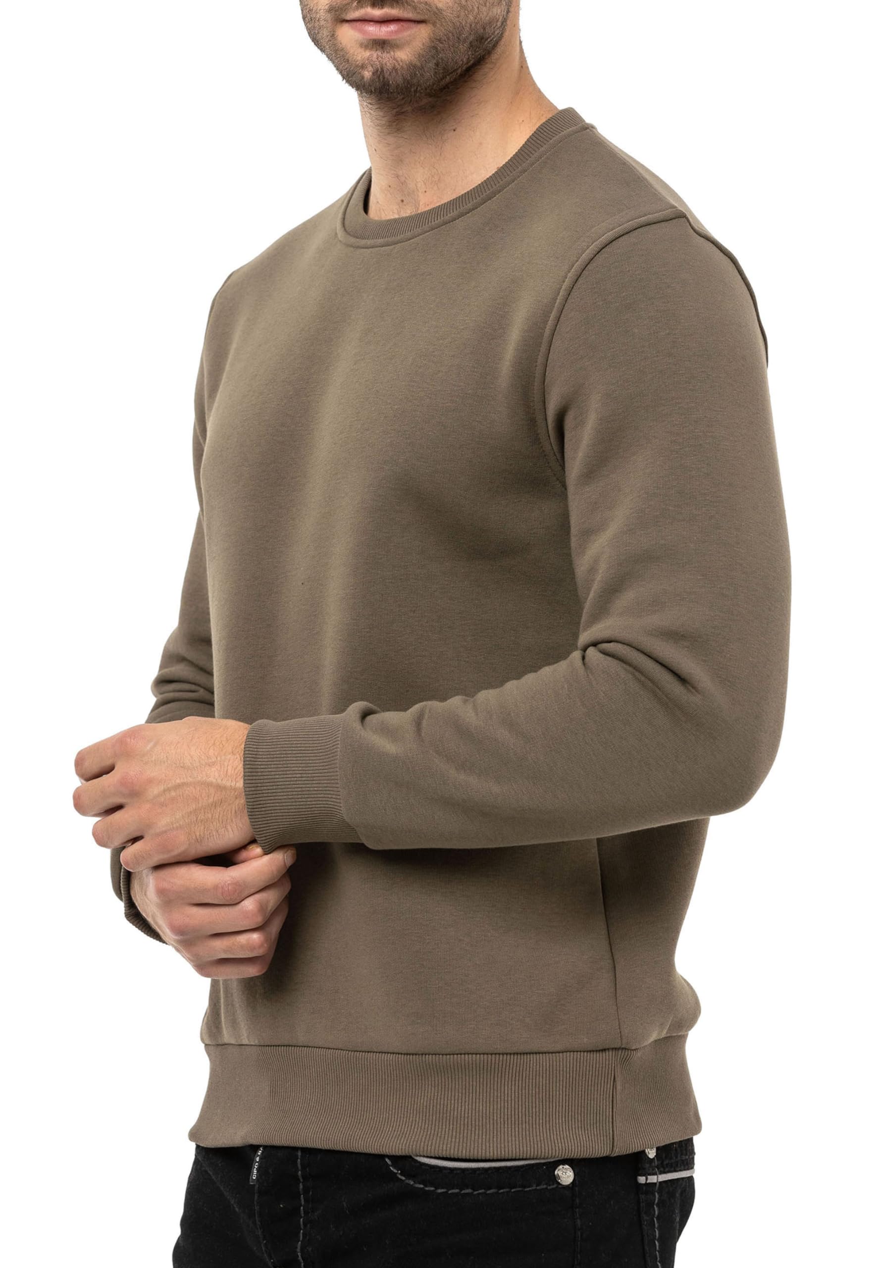 Cipo & Baxx Herren Sweatshirt Rundhalsausschnitt Basic Pullover Hoodie Sweater CL558 Khaki XL