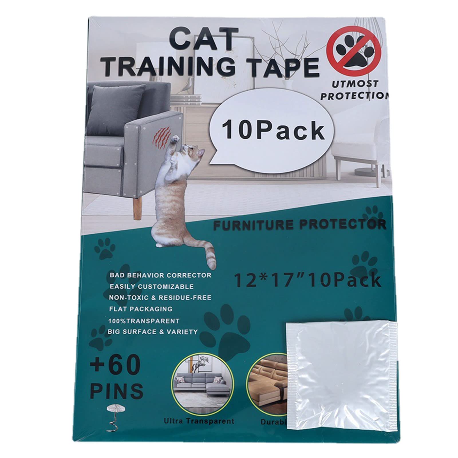 Cats Scratc Kratzband für Katzen, Möbelschutz für Sofatüren, Matratze, transparent, 10 Stück