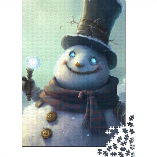 1000-teiliges Puzzle für Erwachsene, lustiges süßes Schneemann-Puzzle | Puzzle aus hochwertiger recycelter Holzplatte (Größe 75 x 50 cm)