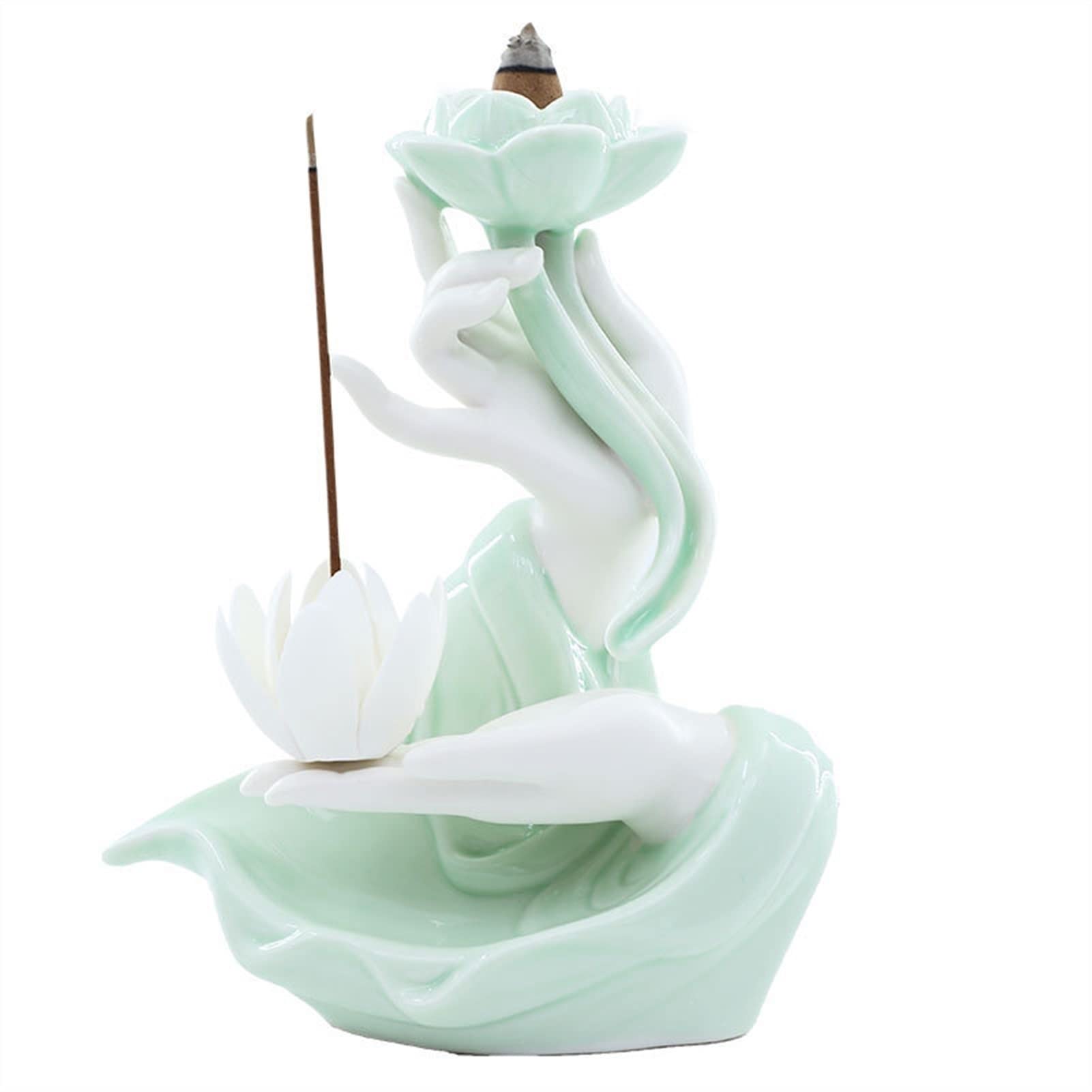 Bergamotte Lotus Rauch Wasserfall Rückfluss Räuchergefäß Kreative Celadon Keramik Brunnen Räucherstäbchen Sitz Dekoration