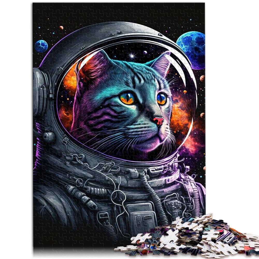 Puzzle Cosmic Cat Adventuref Puzzle 1000 Teile für Erwachsene, Holzpuzzle mit passendem Poster und Quizblatt, 1000 Teile (50 x 75 cm)