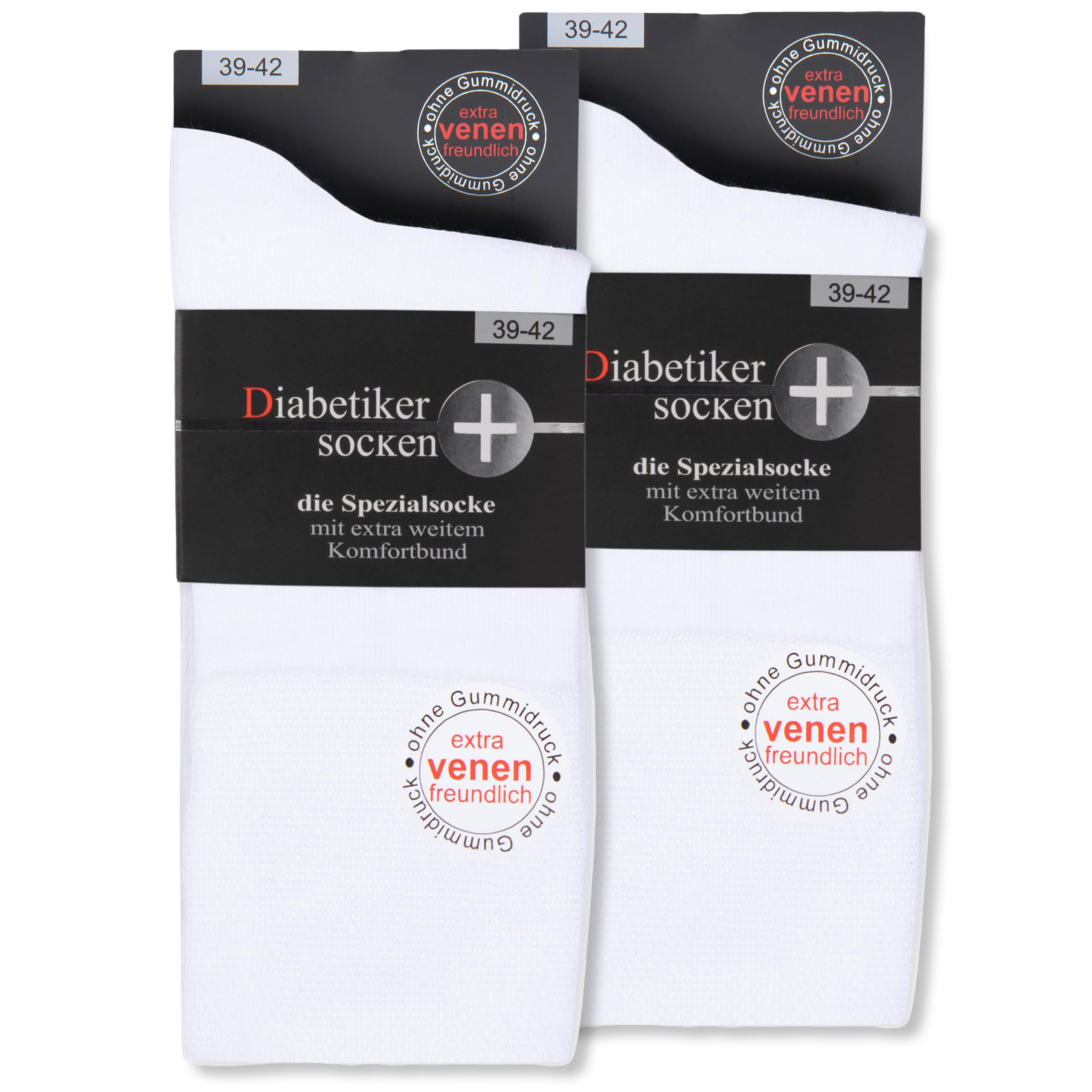 Diabetikersocken ohne Gummi & ohne Naht 97% Baumwolle (6 Paar) Diabetiker Socken mit Komfortbund für Damen & Herren 39608 WP (Weiß 35-38)