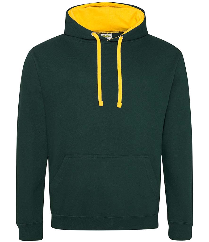 AWDis Herren Varsity Hoodie Kapuzenpullover, Mehrfarbig (Forest Green/Gold), M