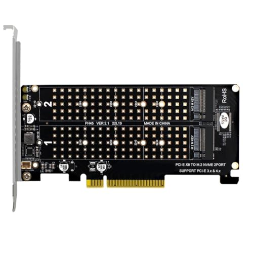 Qsvbeeqj 2 auf PCIExpress 8X Raids Controller PCIE Split Card 2Ports M Key für 2230 2242 2260 2280 22110