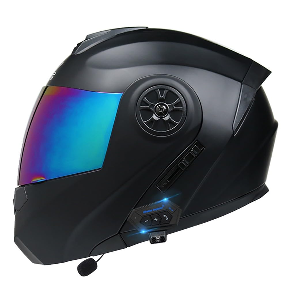 MotorradHelm Klapphelm Mit Bluetooth Modularer Helm Mit Doppelvisier ECE Zertifiziert Vollvisierhelm Fullface Helm Integral-Helm mit Eingebautem Mikrofon für Automatische Reaktion