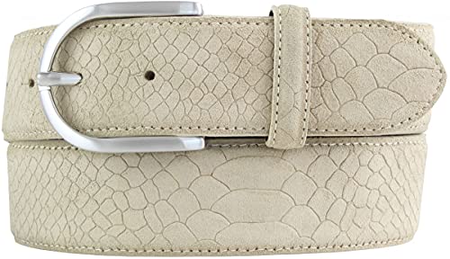 BELTINGER Damen-Gürtel mit Pythonprägung 4 cm | Leder-Gürtel für Damen 40mm Schlangen-Optik | Schlangen-Muster Python-Muster | Mist 85cm