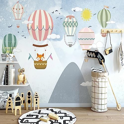 XLMING Handgemalte Kinderzimmer Heißluftballon Abstrakte Berge 3D Tapete Home Dekoration Wohnzimmer Sofa Schlafzimmer Tv Hintergrund Wand-400cm×280cm