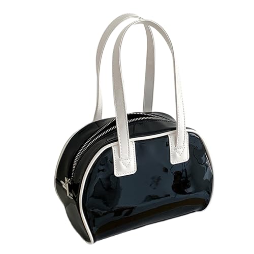 Zkydhbd Schulter-Handtasche, elegante PU-Leder-Umhängetasche, einzigartige Umhängetasche mit verstellbarem Riemen, lässige Handtasche für modische Frauen, Schwarz , Einheitsgröße