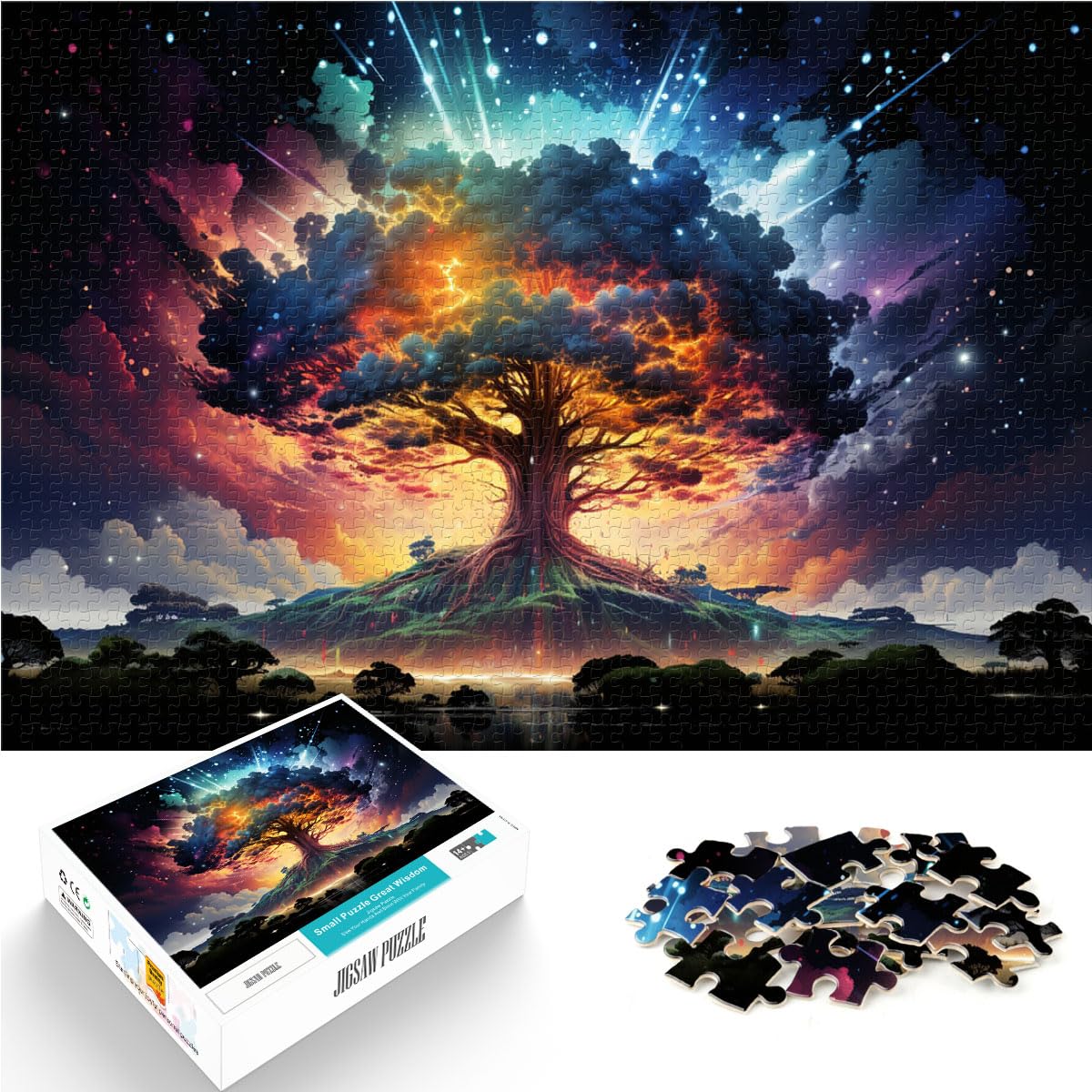 Puzzles, Lernspiele, farbenfrohe Planetenbaum-Puzzles für Erwachsene, 1000 Puzzles, Holzpuzzle als Geschenk für die ganze Familie, 1000 Teile (50 x 75 cm)