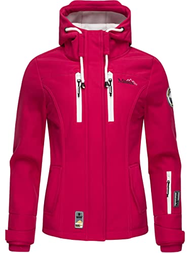 MARIKOO Damen Softshelljacke Übergangsjacke mit Kapuze Kleinezicke Fuchsia Gr. M