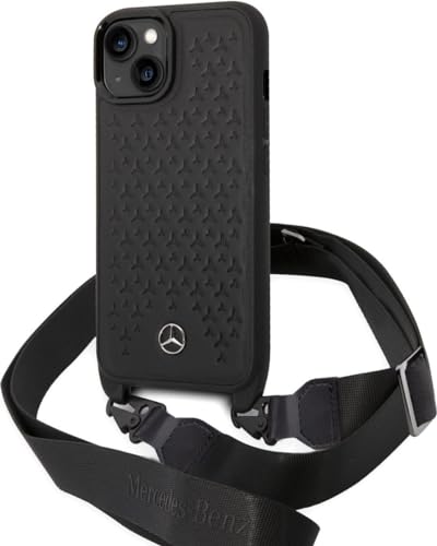 Mercedes-Benz Echt Leder Back Cover Handyhülle für Apple iPhone 14 - Schützen Sie Ihr Telefon, Schwarz.