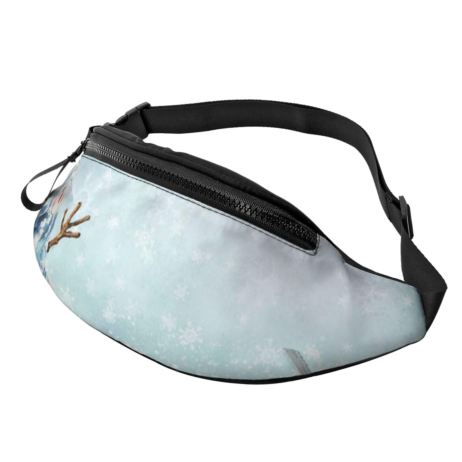 HSJFS Modische Hüfttasche mit Motiv Wolf heulender Mond, verstellbare Hüfttasche, lässige Brusttasche, Niedlicher Schneemann, Einheitsgröße