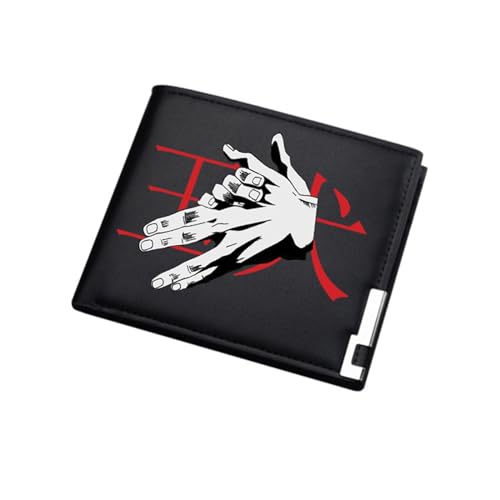 RYNDEX Jujut-su Kais-en Brieftasche Anime, Zweifach Gefalteter Portmonee Klein, PU Leder Münzbörse Wallet mit Sichtfenster(Color:Black 5)