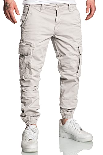 Amaci&Sons Jogger Cargo Herren Chino Jeans Hose 7020 Hellgrau W31