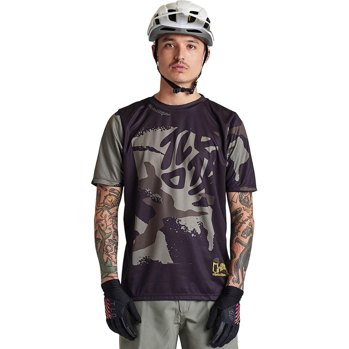 Troy Lee Designs Flowline Mountainbike-Trikot f r Erwachsene, kurz rmelig, Eingeschr nkt, Schwarz, XXL