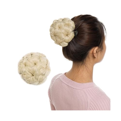 Haarteile Haarknoten Synthetische Klaue Clip In Chignon Gefälschte Haare Chignon Bun Haarteil Schwarz Braun Blonde Frauen Lockiges Chignon Bun Haar Brötchen Haare(Bleach blonde)