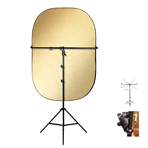 Fotostudio-Beleuchtungsreflektor und Lichtständer-Set, 90x120cm, 5-in-1 Reflektor, 64,8cm Lichtstativ mit Metall-Teleskoparm Klemme, 360 Grad drehbar, für Fotografie-Video-Hintergrundaufnahmen