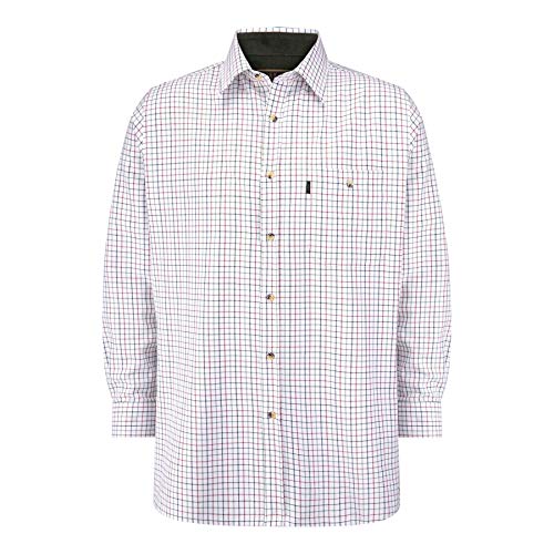 Walker & Hawkes - Herren Langarmshirt im Country-Stil - 100% Baumwolle - kariert - Blau - XL (46'')