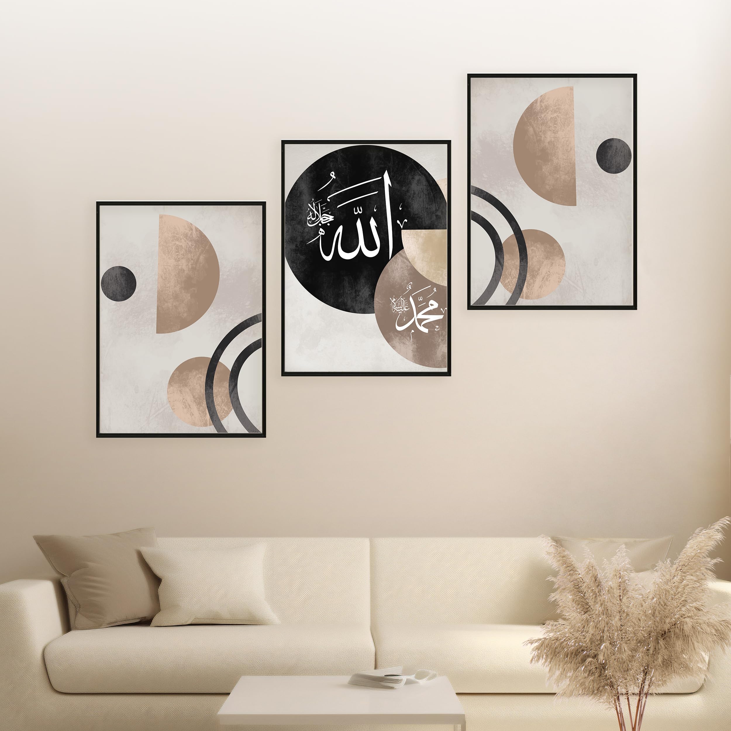 HAVA Artwork ® Poster Set, Islamische Poster, Islam Poster Set, Poster Set Islam, Islamische Bilder, Islamische Deko, Islam Deko, Bilderrahmen (3x 40x50 ohne Rahmen, Abstract Set)