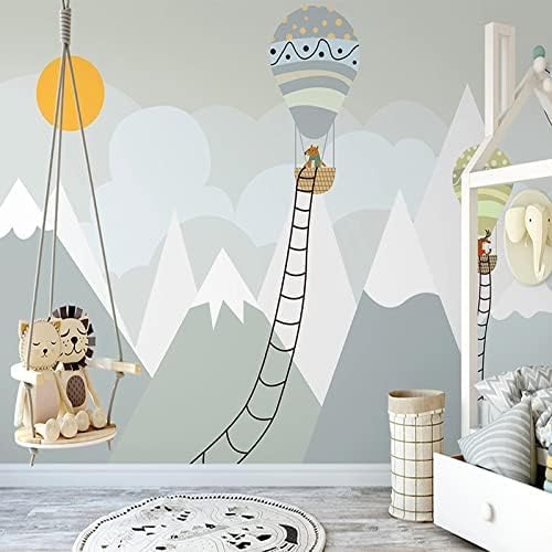 XLMING Cartoon Berg Sonne Heißluftballon Tier Niedlich Kinderzimmer 3D Tapete Home Dekoration Wohnzimmer Sofa Schlafzimmer Tv Hintergrund Wand-350cm×256cm