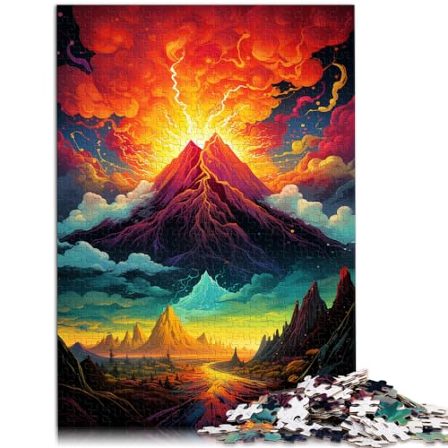 Puzzlespiele „Der psychedelische Vulkan ist ausgebrochen“, 1000-teiliges Puzzle, Holzpuzzle, Familienspiele, Weihnachts- und Geburtstagsgeschenke, 1000 Teile (50 x 75 cm)