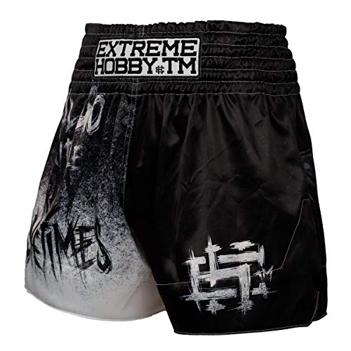 Extreme Hobby Muay Thai Shorts Psycho Clown, Ultraleichte Satin Dehnungsbeständig Kordelzug Männer Thaibox Hose für Herren