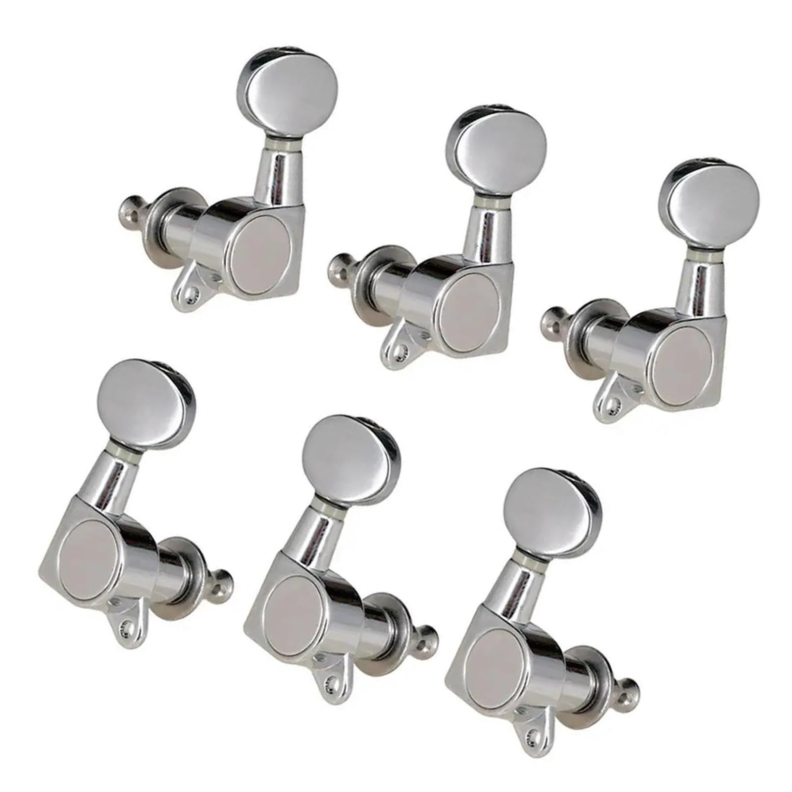 DAYKET Strings Tuning Pegs Mechaniken Für Gitarre Saitenstimmwirbel mit rundem Knopf für Akustikgitarre 3R3L Silber