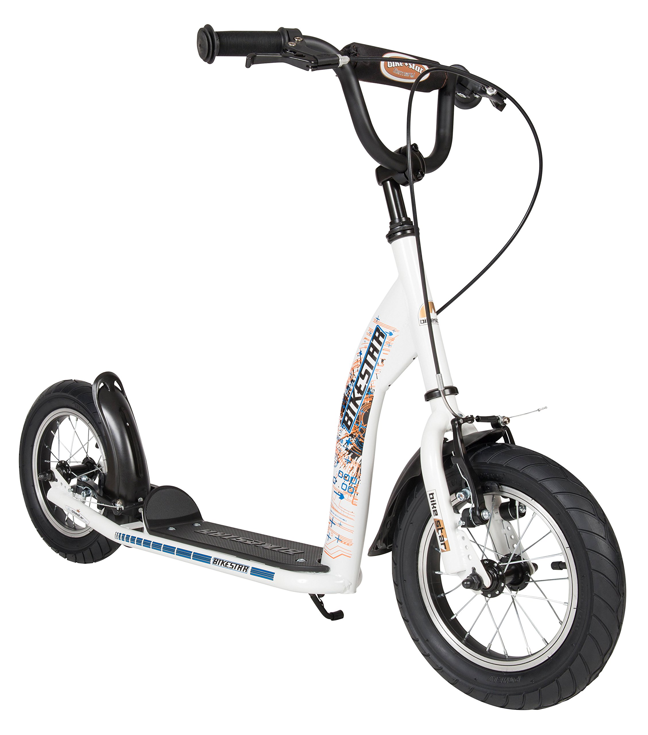 BIKESTAR Roller Kinderroller Tretroller Kickscooter mit Luftreifen für Jungen und Mädchen ab 6-7 Jahre | 12 Zoll Sport Kinder Scooter | Weiß | Risikofrei Testen