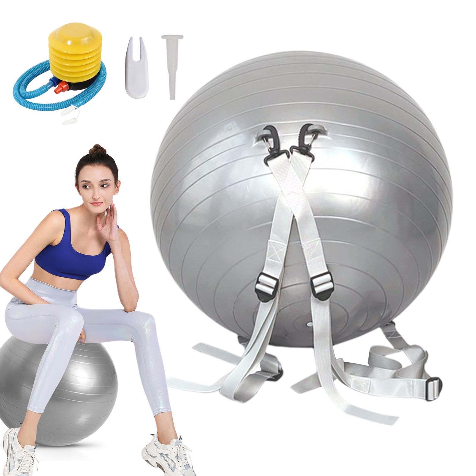 Fitnessball, Salto-Hilfsball - Fitness-Schutz-Yoga-Ball | Rutschfeste Saltohilfe mit gewichtetem Kern, 250 kg Tragkraft, verstellbaren Riemen für Kinder und Erwachsene für Outdoor-Aktivitäten