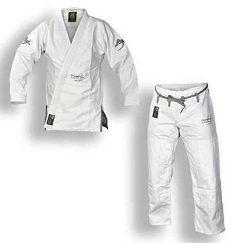 Ju-Sports BJJ Anzug Pearl Competition superlight Weiß A2 I Superleichter Brazilian Jujutsu Anzug mit kontrastierenden Nähten & edlen Stickverzierungen I BJJ Gi Herren I 100% Baumwolle