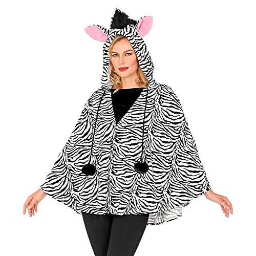 Widmann 48168 - Kostüm Zebra, Poncho mit Kapuze, Einheitgröße für Erwachsene, Karneval, Mottoparty